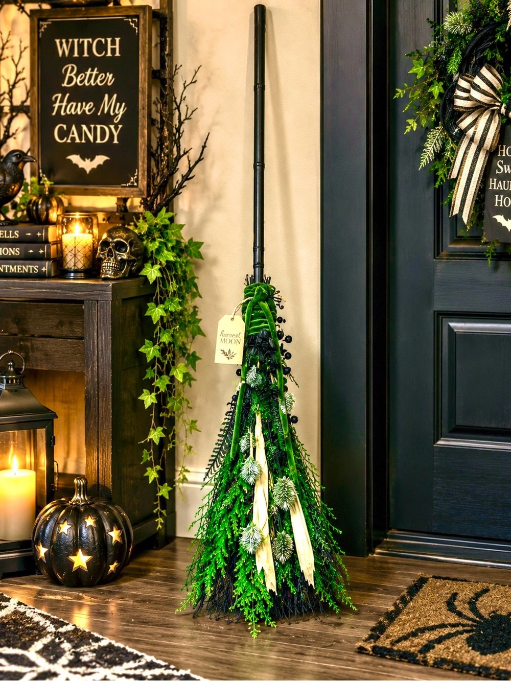 Harvest Moon Green Witch Broom Decor